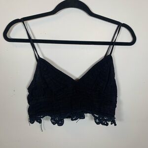 Free People FP One Handmade Black Cotton Crop Top
